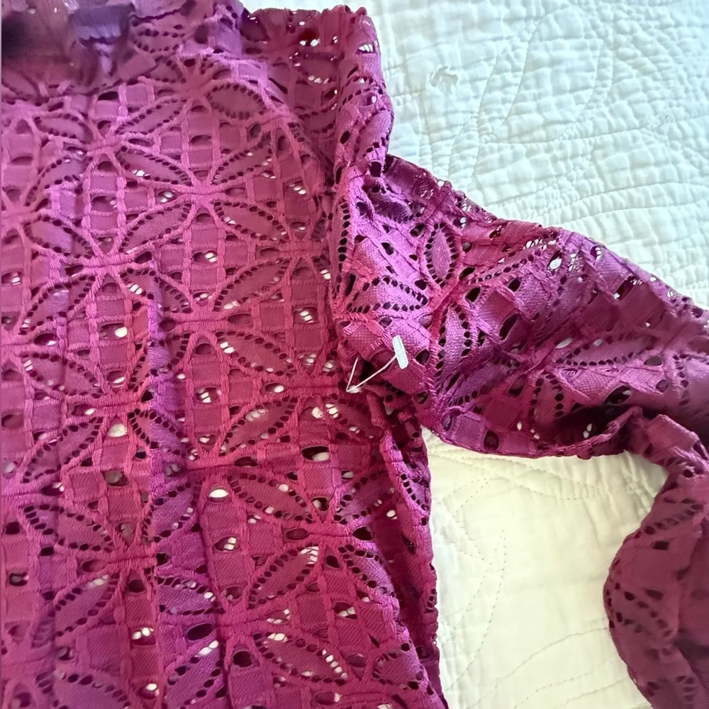 Free People Crochet longe sleeve Blouse Small
